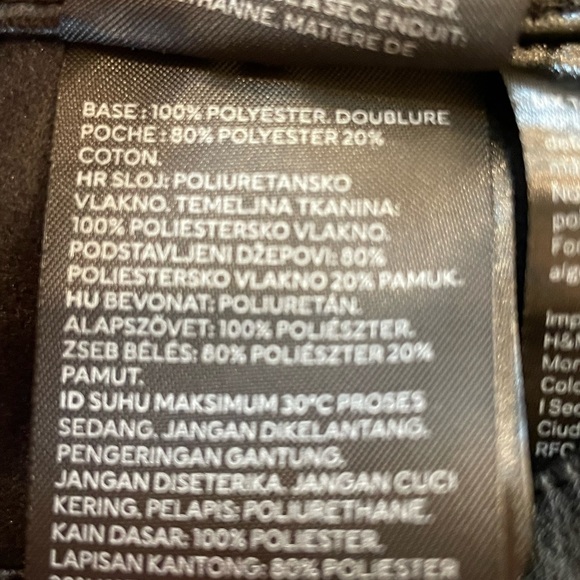 H&M Black Leather Vegan Pants 12 Emo Goth punk biker whimsygoth indie rave - Picture 6 of 10